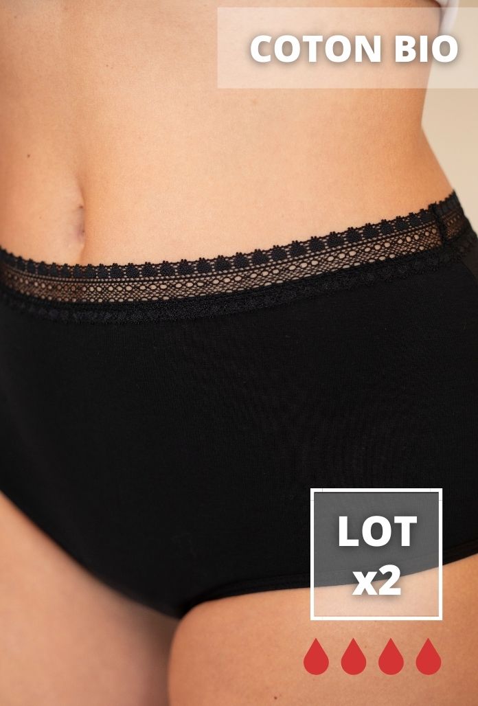 LOT de 2 - Culottes Hautes COTON BIO