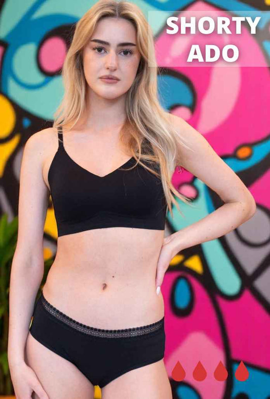 ADO - Shorty Menstruel Taille Basse COTON BIO
