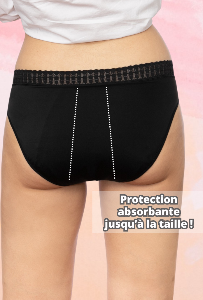 LOT de 3 - Culottes Menstruelles ULTRA ABSORBANTES Spéciales ADO en POLYAMIDE RECYCLE