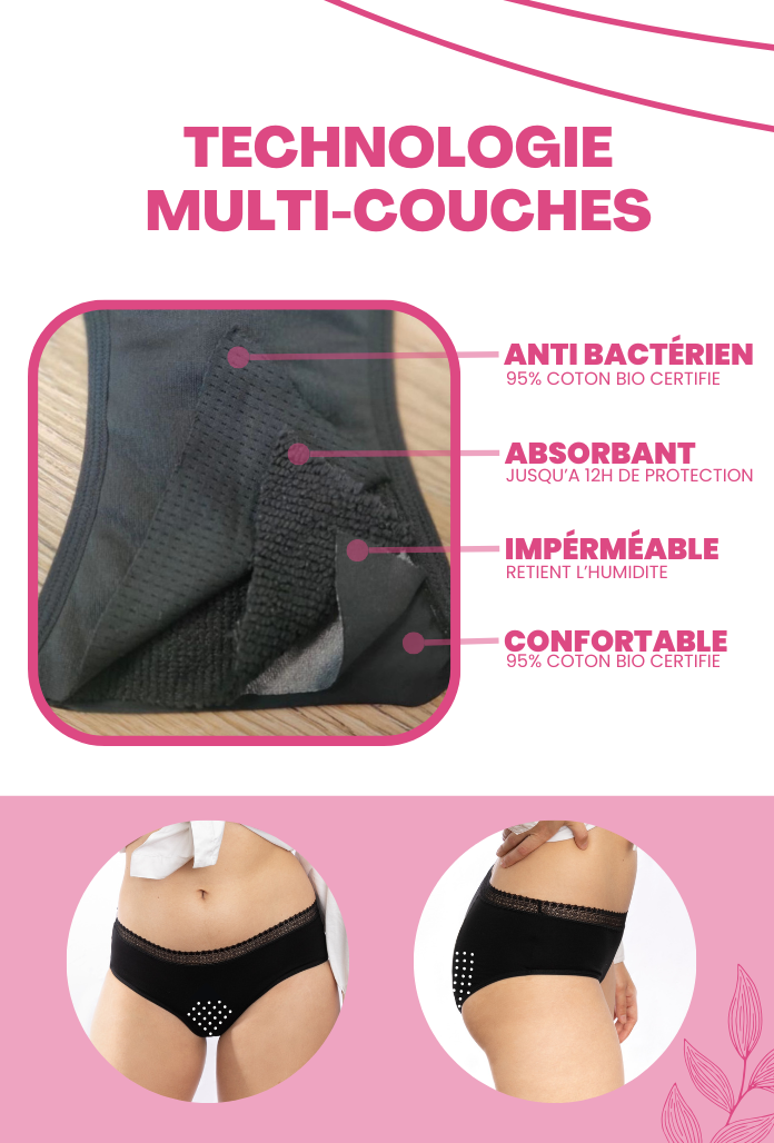 ADO - Shorty Menstruel Taille Basse COTON BIO