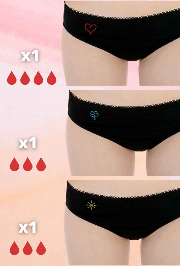 LOT de 3 - Culottes Menstruelles ADO COTON BIO