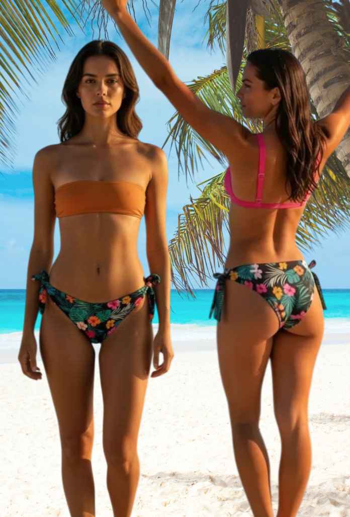 BAS de Maillot de Bain Menstruel - BIKINI Imprimé PALMA