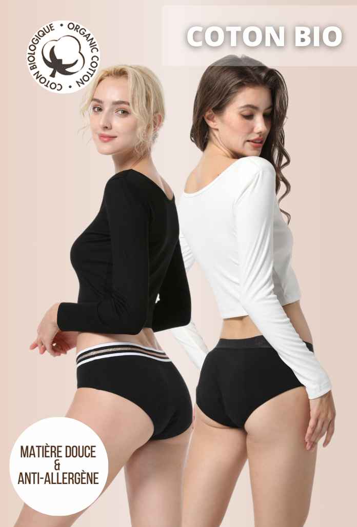 LOT de 2 - Culottes Menstruelles Sport COTON BIO
