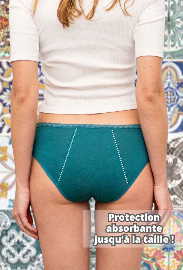 Culotte Menstruelle ADO Taille Basse BAMBOU - Turquoise