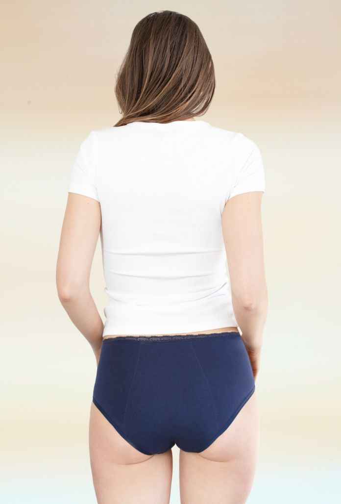 Culotte Menstruelle Haute COTON Marine