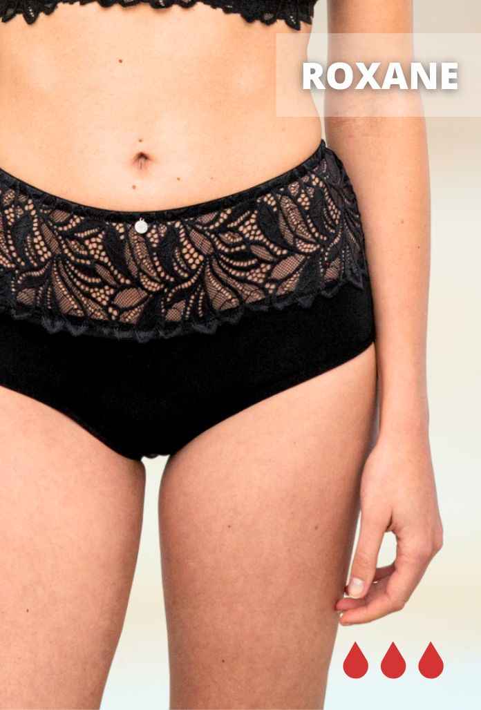 ROXANE - Culotte Menstruelle Dentelle en COTON BIO
