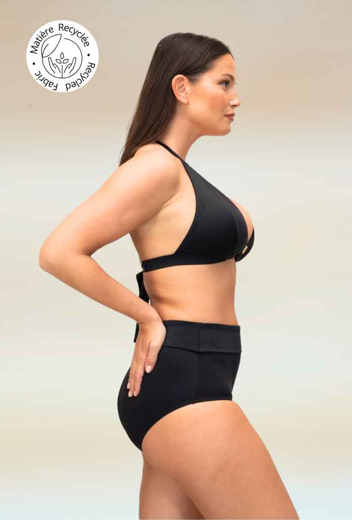 BAS de Maillot de bain Menstruel - Culotte Haute UNI NOIR