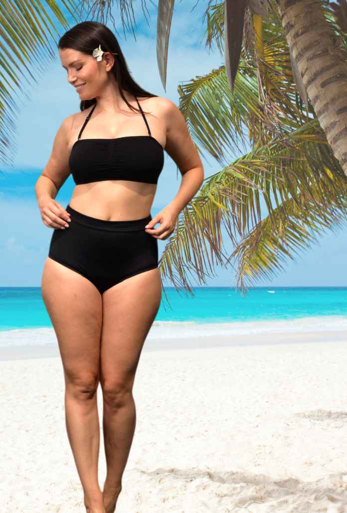 BAS de Maillot de bain Menstruel - Culotte Haute UNI NOIR