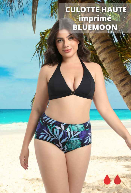 BAS de Maillot de bain Menstruel - Culotte Haute Imprimé BLUEMOON