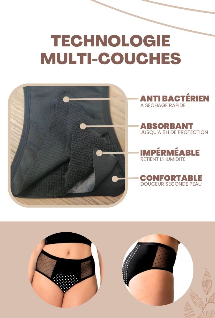 LOT de 3 - Culottes Menstruelles Tulle Plumetis SEDUCTION