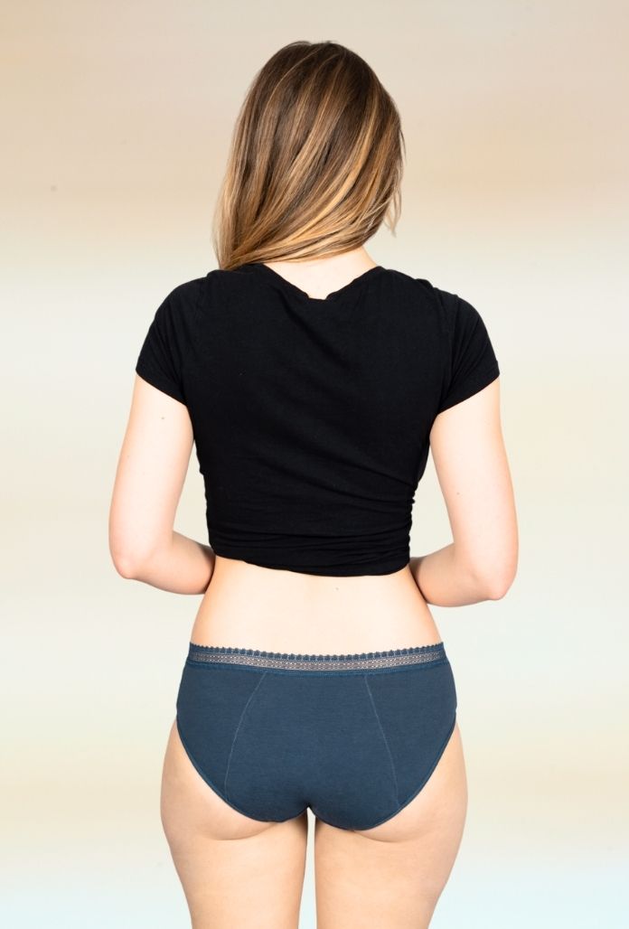 Culotte Menstruelle Basse COTON BIO - Bleu Océan