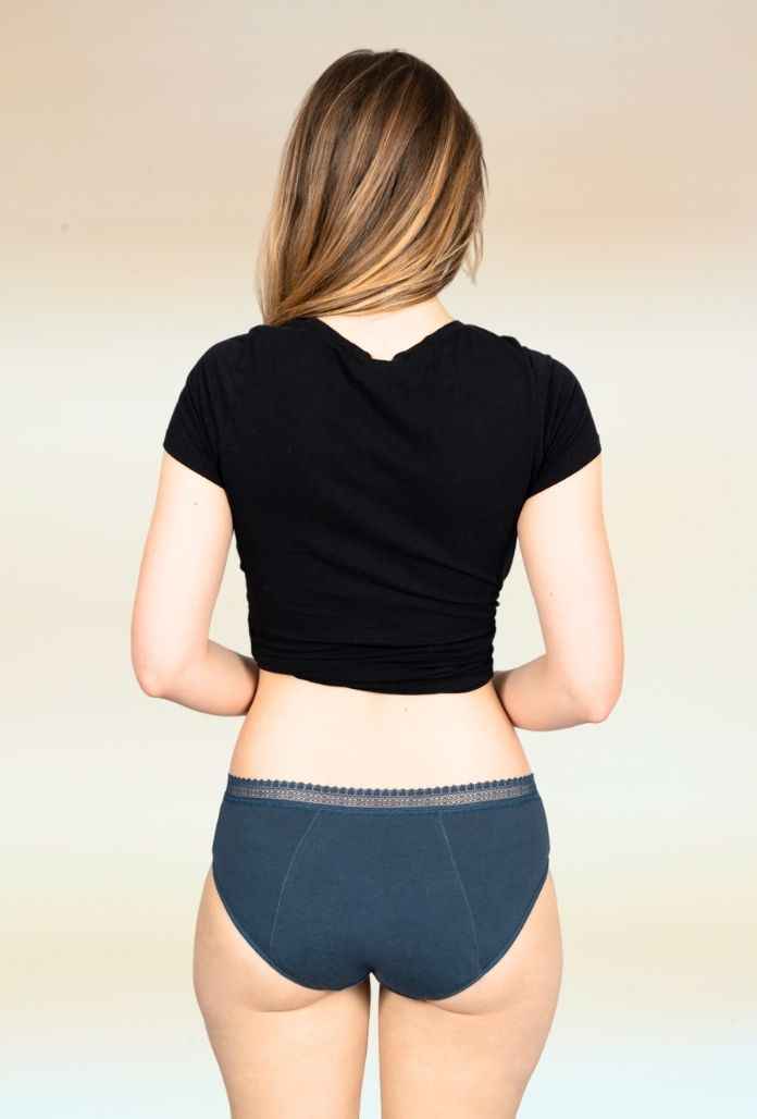 Culotte Menstruelle Basse COTON BIO - Bleu Océan