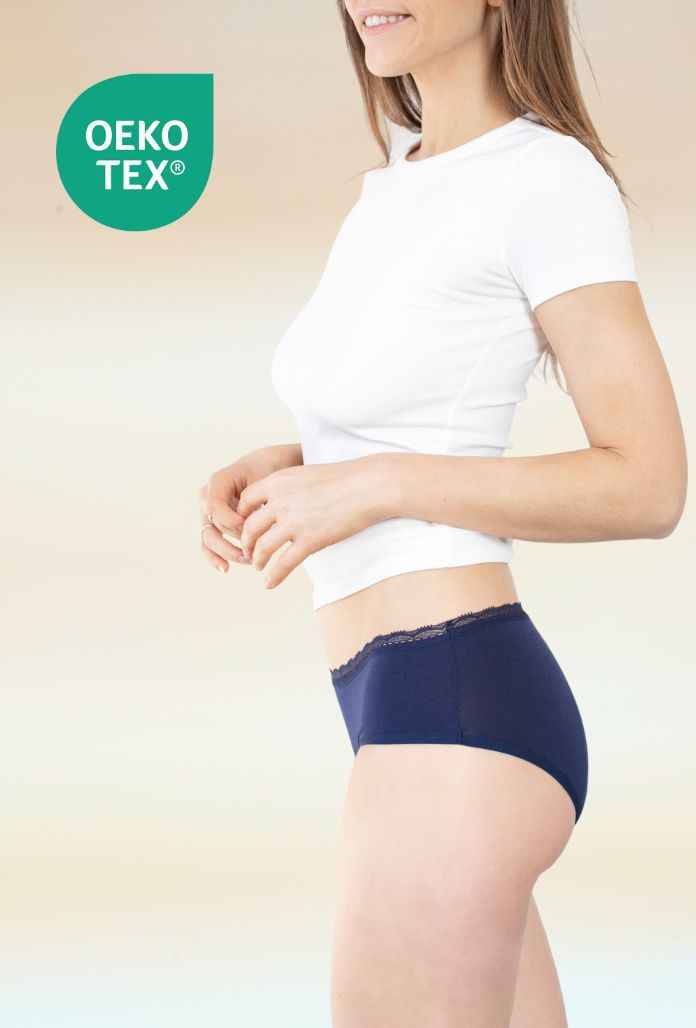 Culotte Menstruelle Taille Basse COTON - Marine