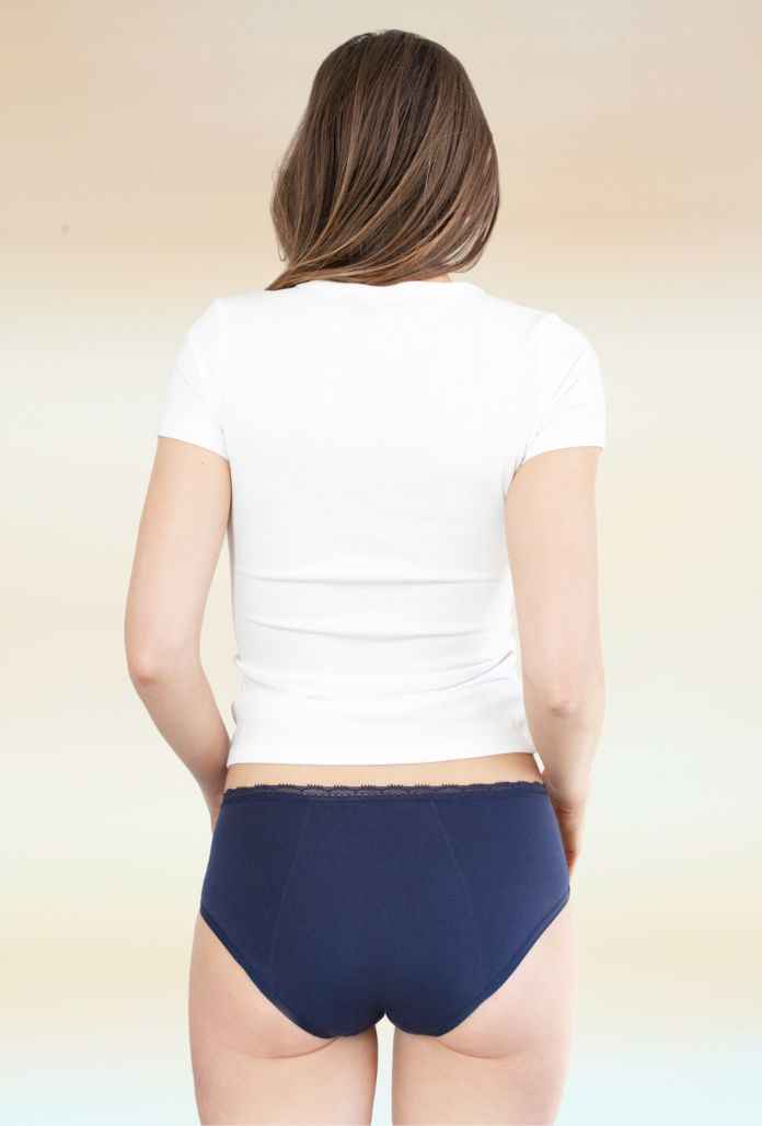 Culotte Menstruelle Taille Basse COTON - Marine