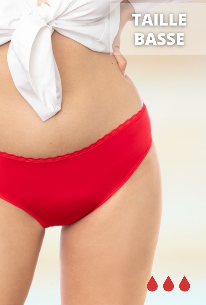 Culotte Menstruelle Taille Basse Rouge
